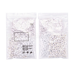 500個メッキアクリルビーズ  ネームブレスレット＆ジュエリー作り用  ライン入り  水平穴  アルファベットスタイル  アルファベット付きフラットラウンド  ホワイト  7x4mm  穴：1.8mm&nbsp;PACR-YW0001-07