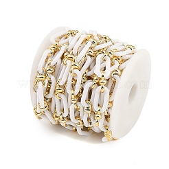 ラックメッキアクリル＆ccbプラスチックチェーン  長持ちメッキ  ホワイト  20x10.6x3mm  5 m /ロール&nbsp;CHAC-H001-01H
