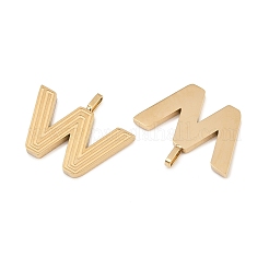 304ステンレスペンダント  文字チャーム  ゴールドカラー  文字W  15.5x19x2mm  穴：2.5x1mm&nbsp;STAS-L022-589W