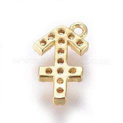 金メッキ真鍮マイクロパヴェキュービックジルコニアチャーム  十二星座  射手座  10x6x2mm  穴：0.8mm&nbsp;X-ZIRC-L075-51D