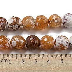 ファセット天然ファイヤーアゲートクラックルビーズ連売り  ラウンド  染め＆加熱  ペルー  11.5mm  穴：1.6mm  約31個/連  14.76''（37.5センチメートル）&nbsp;G-F447-12mm-N10