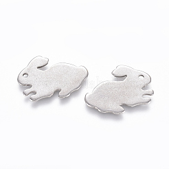 変色しにくい201ステンレススチール製バニーチャーム  兎  ステンレス鋼色  11.5x16x0.7mm  穴：1mm&nbsp;STAS-L233-087P