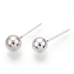スターリングシルバー ラウンド ボール スタッド イヤリング 925 個  銀  6mm  ピン：0.8mm&nbsp;STER-T005-01G