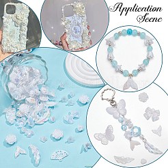 100gのプラスチックペンダント、ビーズ、デコデンカボション  混合図形  ホワイト  7~31x7~42x2~11.5mm  穴：1.5mm&nbsp;OHAR-SC0002-99D