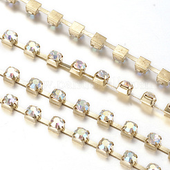鉄ラインストーンラインストーンチェーン  スプールで  ラインストーンカップチェーン  クリスタルAB  2mm  約10ヤード/ロール&nbsp;CHC-T002-SS6-02C-1