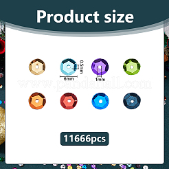 プラスチックスパンコールビーズ150g  半カップ状のスパンコールビーズ  中ハート孔  ミックスカラー  6~7x0.5mm  穴：1mm&nbsp;PVC-DC0001-09