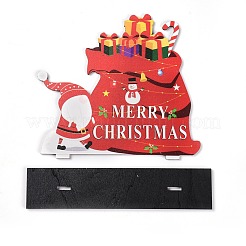 天然木のディスプレイ装飾  クリスマスのために  言葉メリークリスマス  サンタクロース/ファーザークリスマスギフト付き  レッド  270x44x163mm&nbsp;DJEW-O001-19