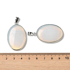オパールペンダント  プラチナメッキの金属パーツが付いた楕円形のチャーム  39.5x26x6mm  穴：7.6x4mm&nbsp;G-M415-01P-06