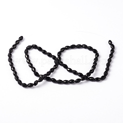ガラスビーズ連売り  多面カット  オーバル  ブラック  6x4mm  穴：1mm  約65~70個/連  14.96インチ〜15.16インチ（38~38.5cm）&nbsp;GC891Y-3