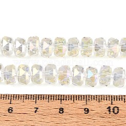 電気メッキ透明ガラスビーズ連売り  ロンデル  多面カット  淡黄色  7.5~8x4.5~5.5mm  穴：1.2~1.4mm  約34~37個/連  7.09~7.28インチ（18~18.5cm）&nbsp;EGLA-N022-04A-D20