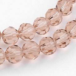 クリアガラスビーズ連売り  模倣オーストリアクリスタル  ファセット（32ファセット）  ラウンド  モカシン  4mm  穴：1mm  約96~100個/連  14~14.5インチ&nbsp;X-GLAA-G013-4mm-90