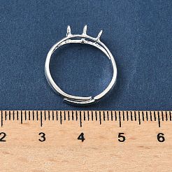 ペンダントを吊るすための調節可能な真鍮製指輪トレイ  8穴ループリングベース  ラックめっき  長持ちメッキ  鉛フリー＆カドミウムフリー  925銀メッキ  6mm  穴：1.4mm  内径：17mm&nbsp;KK-K414-03C-S
