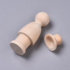 未完成の空白の木製人形  DIYの手塗りの工芸品のため  男の子  バリーウッド  66.5x24.5mm  キャップ：21~22x15mm&nbsp;DIY-WH0079-86A