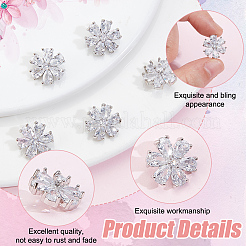 真鍮ガラスボタン6個  花  1穴  プラチナ  14.5x14x8mm  穴：1.2mm&nbsp;AJEW-FG0007-96