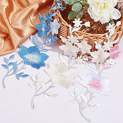 6個 3色 梅の花 コンピューター刺繍 布 アイロンパッチ  パッチにこだわる  マスクと衣装のアクセサリー  アップリケ  ミックスカラー  259x84x1.5mm  2個/カラー&nbsp;PATC-GF0001-04