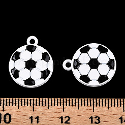 焼付塗装合金ペンダント  サッカー  ホワイト  18x15x2.5mm  穴：1.8mm&nbsp;ENAM-S119-023A