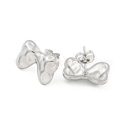 変色しない蝶結びの304ステンレススチール製イヤリング  女性用スタッドピアス  ステンレス鋼色  12x17mm&nbsp;EJEW-L290-020P