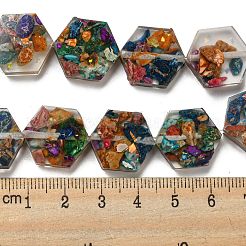 天然の染色されたインペリアルジャスパーと樹脂ビーズの連売り  六角  カラフル  18x16x6mm  穴：1.5mm  約10個/連  6.93インチ（17.6cm）&nbsp;G-G083-D05-01