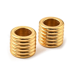 201ステンレススチールヨーロピアンビーズ  大穴ビーズ  スジ入りビーズ  コラム  ゴールドカラー  6x7mm  穴：4.2mm&nbsp;STAS-M089-11G