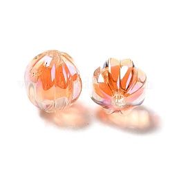 ツートン UV メッキ レインボー虹色アクリル ビーズ  カボチャ  オレンジ  15.5x14.5~15mm  穴：2.7~2.8mm&nbsp;TACR-D010-05I