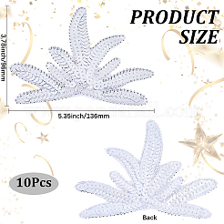ポリエステル刺繍装飾アクセサリー10個  スパンコールの服にパッチを縫い付ける  ホワイト  96x136x3mm&nbsp;PATC-CY0001-31C