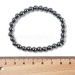 テラヘルツ石ビーズストレッチブレスレット  ラウンド  2-1/4インチ（5.8cm）  ビーズ：6mm&nbsp;X-BJEW-L666-01E