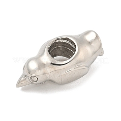 304ステンレススチールヨーロピアンビーズ  大穴ビーズ  鳥  16x8x7mm  穴：4mm&nbsp;STAS-S183-04D-P
