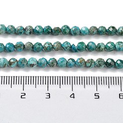 天然石クリソコラビーズ連売り  ラウンド  多面カット  4mm  穴：0.7mm  約98~101個/連  15.35''~15.55''（39~39.5センチメートル）&nbsp;G-P514-A03-03