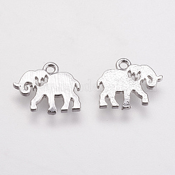 真鍮製チャーム  プラチナメッキ  象  10x12x1mm  穴：1mm&nbsp;LS-KK-F731-38P