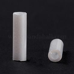 ガラス竹ビーズ  不透明な色の光沢シードビーズ  丸い穴  ホワイト  6x1.8mm  穴：0.6mm  約10000個/袋&nbsp;TSDB6MM121