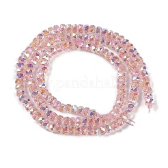 電気メッキガラスビーズセット  パール光沢メッキ  多面カット  ロンデル  ピンク  2.4~3x4mm  穴：1mm  約145~151個/連  37.5~40cm&nbsp;X-GLAA-Q105-03B
