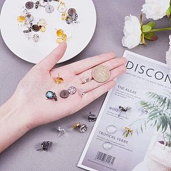DIYのイヤリングジュエリー  透明なガラスのカボションと真鍮のスタッドピアスのパーツ  ミックスカラー  7.4x7.3x2.5cm  100個/箱&nbsp;KK-PH0035-36