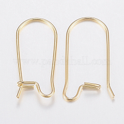 304 ステンレススチール フープピアス 金具 腎臓型イヤリングワイヤー  18KGP本金メッキ  20x9x0.8mm&nbsp;X-STAS-H436-03