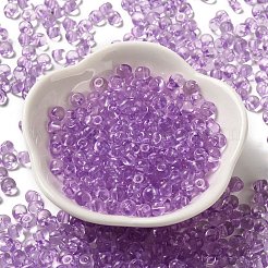 透明なアクリルビーズ  トップ掘削  丸い鈴丸ビーズ  パープル  5.5x5x4mm  穴：1.2mm  約8333個/セット&nbsp;MACR-K359-02J