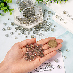 300個のフロスト透明ガラスビーズ  金粉付き  ラウンド  スレートグレイ  6~10mm  穴：1mm&nbsp;GLAA-TA0002-78C