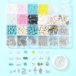 夏用ガラス、合成マグネサイト、シェルのバングル作りキット  ミックスカラー  6mm  穴：1mm&nbsp;DIY-FS0007-91