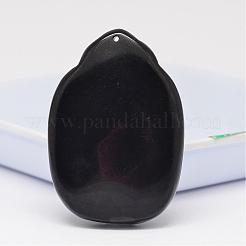 天然オブシディアンの大きなカメオペンダント  仏教ジュエリーペンダント  仏  51~53x35.5~37.5x11~13mm  穴：2mm&nbsp;G-K124-02H