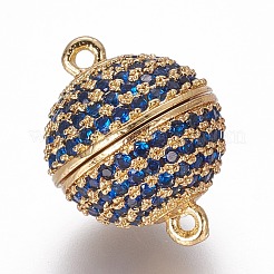 真鍮マイクロパヴェキュービックジルコニアマグネットクラスプ、ループ付き  ラウンド  ミックスカラー  16x12mm  穴：1.2mm&nbsp;ZIRC-L075-49C