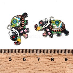 プラチナトーン合金エナメルペンダント  象のチャーム  カラフル  24.8x16.3mm  穴：2mm  約56個/セット&nbsp;FIND-XCP0003-48