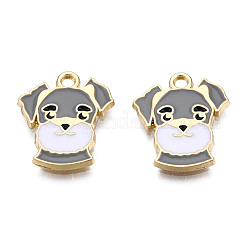 合金エナメルチャーム  ライトゴールド  犬  ライトグレー  18x15.5x1.5mm  穴：1.8mm&nbsp;LS-ENAM-S119-002D