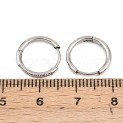 304ステンレススチール製クリアキュービックジルコニアフープピアス  316サージカルステンレススチール製耳ピン付き  ステンレス鋼色  13x1.5mm&nbsp;EJEW-L307-05P