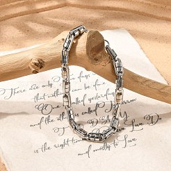 304ステンレススチール製オーバルリンクチェーンブレスレット女性用男性用  ステンレス鋼色  8-1/2インチ（21.5cm）  リンク：14x6.5mm&nbsp;BJEW-F488-63B-P