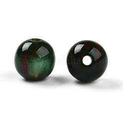 樹脂ビーズ  ラウンド  ツートン  グリーン  8mm  穴：2mm&nbsp;X1-RESI-YW0004-28A-08