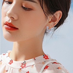 キュービックジルコニア スネーク ヒンジ フープ イヤリング  女性のためのプラチナメッキ真鍮ジュエリー  プラチナ  15.5x16x5.8mm  ピン：1.2mm&nbsp;JE995A
