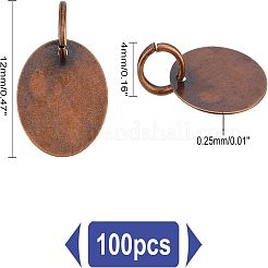 真鍮刻印入りブランクタグチャーム100個  ニッケルフリー  フラットラウンド  赤銅鉱  12x0.5mm  穴：4.2mm&nbsp;KK-FH0002-60R