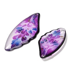 4個4スタイル透明エポキシ樹脂ペンダント  花柄の翼  スパンコールと金箔付き  パープル  29~39x14〜X 2.5mm  穴：1mm&nbsp;RESI-B032-02E
