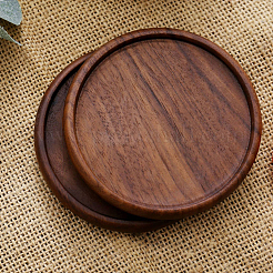 ブラックウォールナットウッドのカップマット  耐熱コースター  ラウンド  100mm  1個/セット&nbsp;WOOD-DJ0001-06D