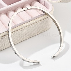 女性用304ステンレススチールラインストーンバングル  ステンレス鋼色  内径：2x2-3/8インチ（5.1x60cm）&nbsp;BJEW-Z092-05P