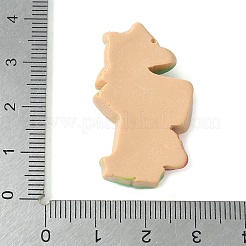 オペーク樹脂カボション  カラフル  カエルのいる単語農場  34.5x21x9.2mm&nbsp;RESI-D310-01B