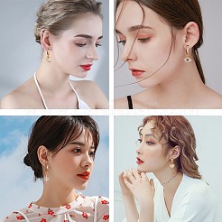 カラフルなキュービックジルコニアナザールボンジュウ保護ダングルフープピアス  女性のための真鍮のアクセサリー  ゴールドカラー  22mm  ピン：0.9mm&nbsp;EJEW-SW00007-03